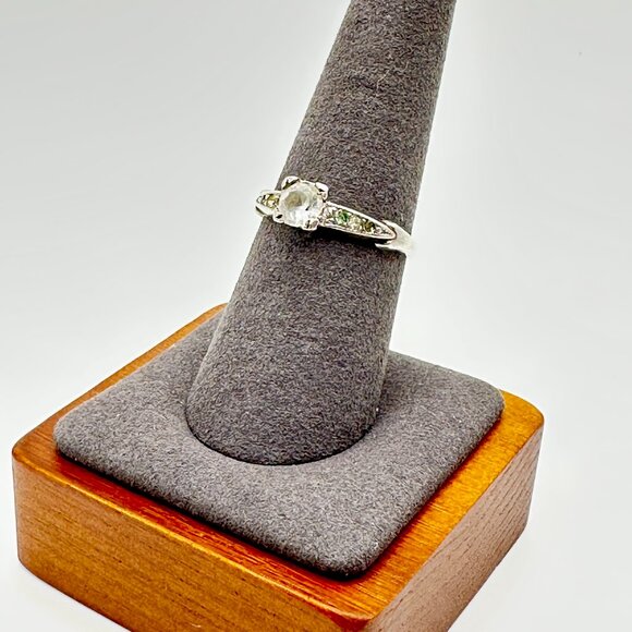 Sterling Silver Art Deco Vintage Paste Engagement Ring - Picture 4 of 9